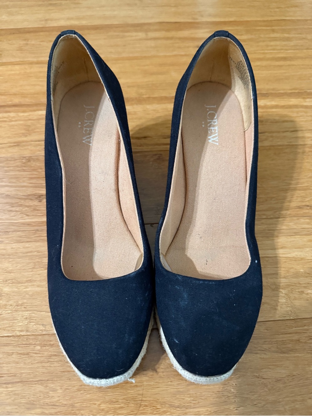 J. Crew Navy Canvas Espadrille Wedges